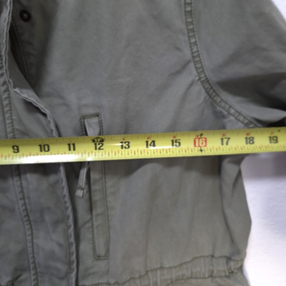 Madewell Cinched Waist Jacket Olive Green Canvas Zip Up Pockets Size Large - Picture 13 of 16
